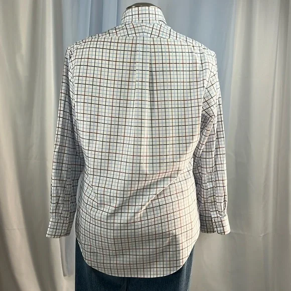 Lands End windowpane plaid tailored fit long sleeve collared button down 15.5 32 - Picture 3 of 8